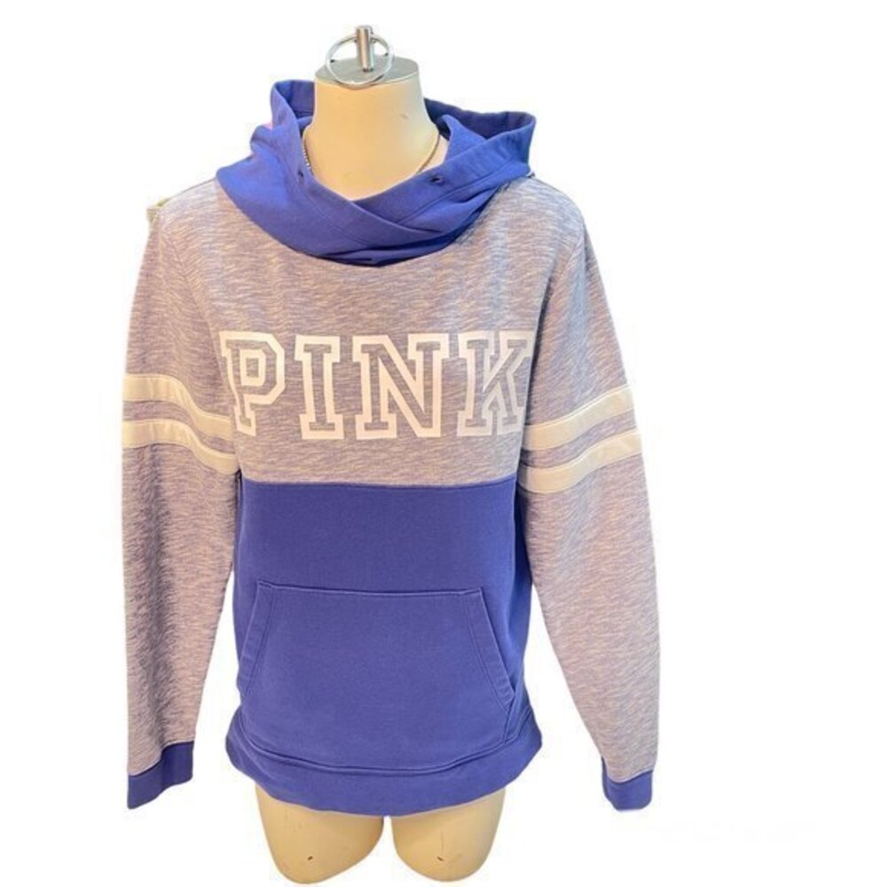 Victoria's Secret Pink Colorblock Pullover Hoodie Purple